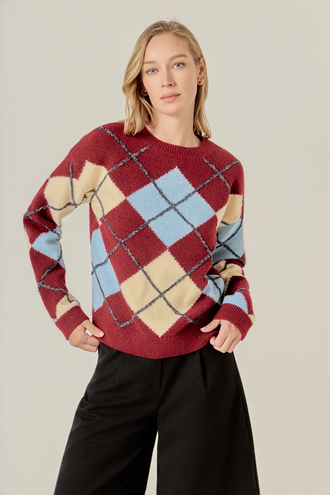 ENGLISH FACTORY - Argyle Sweater - SWEATERS & KNITS available at Objectrare