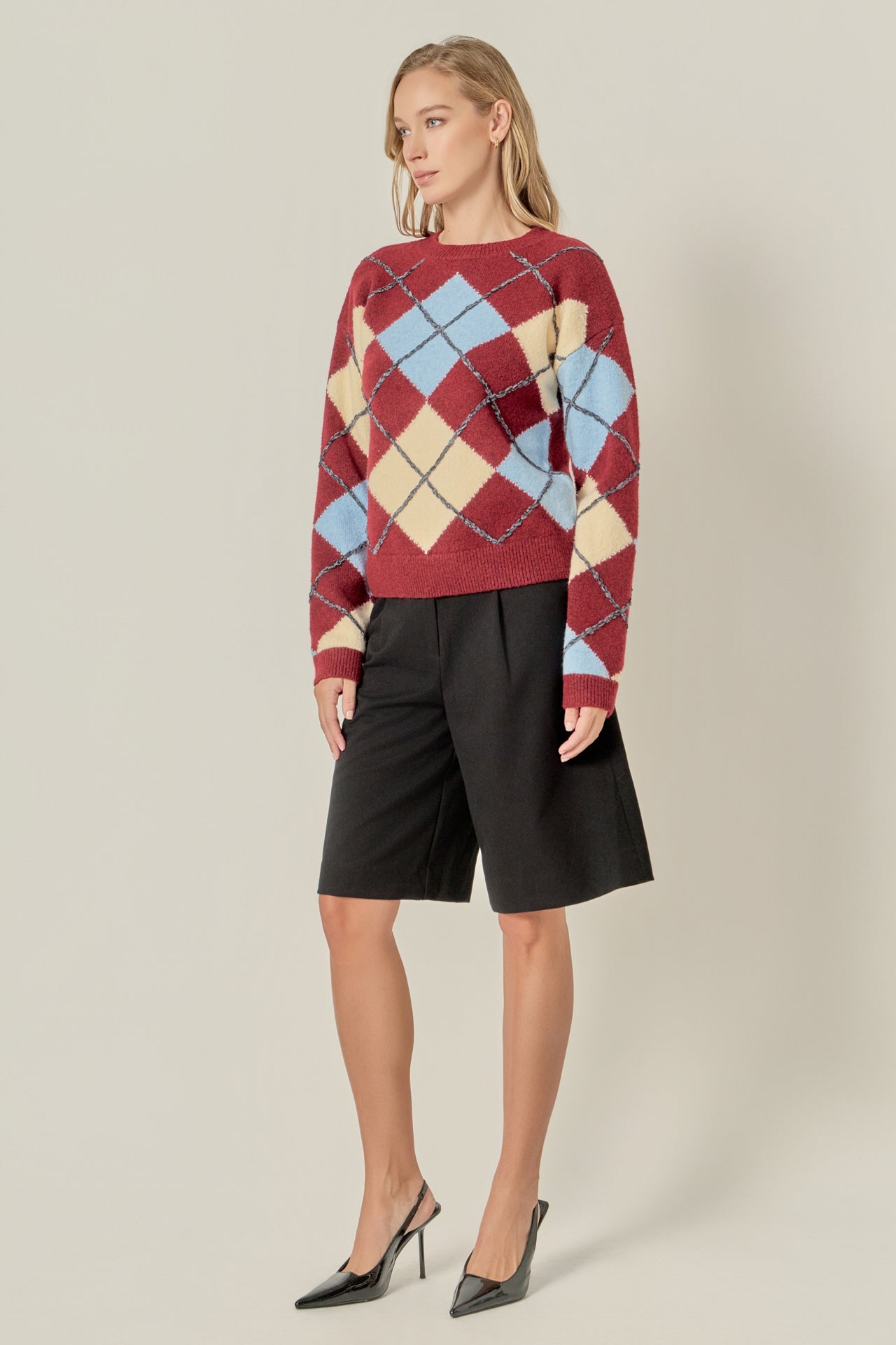 ENGLISH FACTORY - Argyle Sweater - SWEATERS & KNITS available at Objectrare