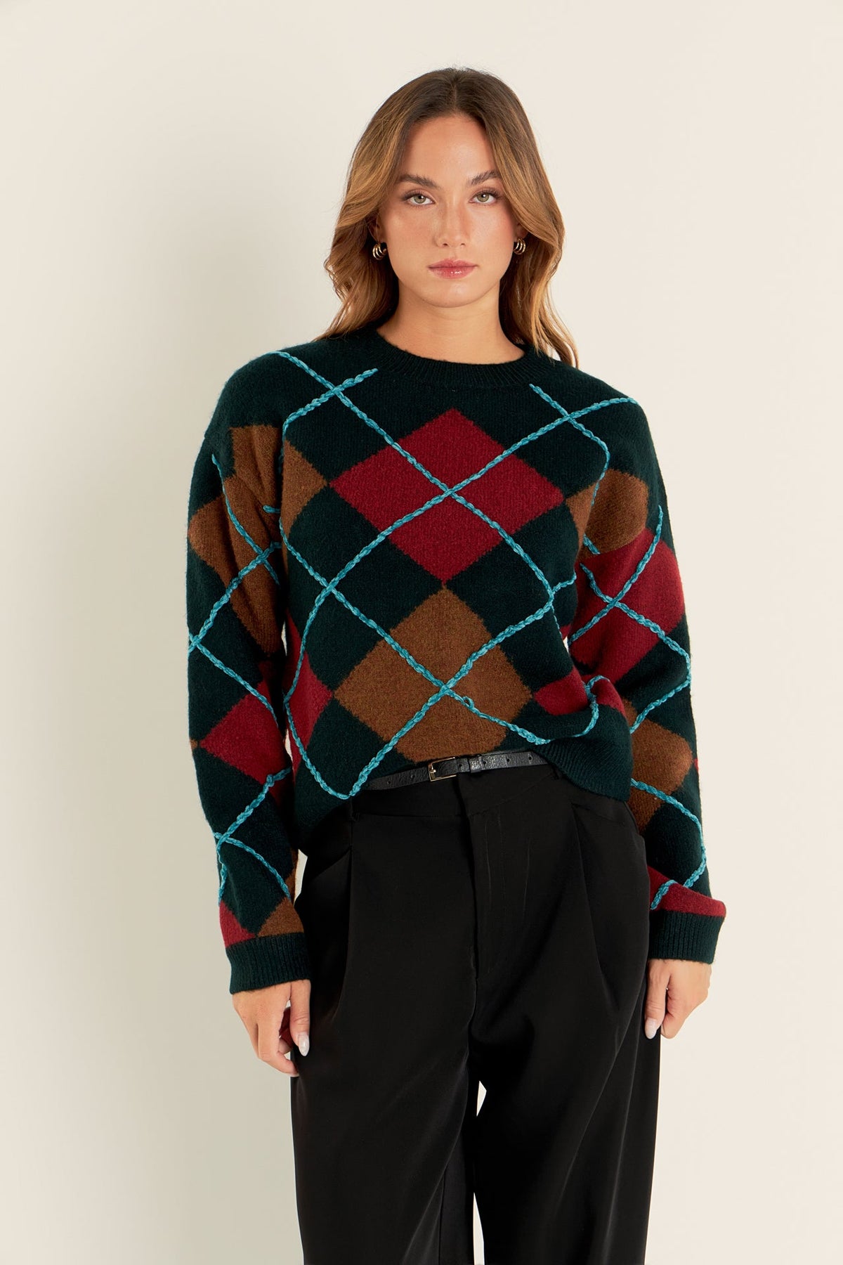 ENGLISH FACTORY - Argyle Sweater - SWEATERS & KNITS available at Objectrare