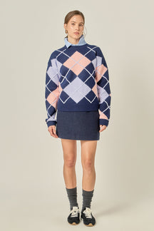 ENGLISH FACTORY - Argyle Sweater - SWEATERS & KNITS available at Objectrare
