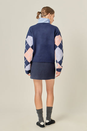 ENGLISH FACTORY - Argyle Sweater - SWEATERS & KNITS available at Objectrare