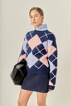ENGLISH FACTORY - Argyle Sweater - SWEATERS & KNITS available at Objectrare