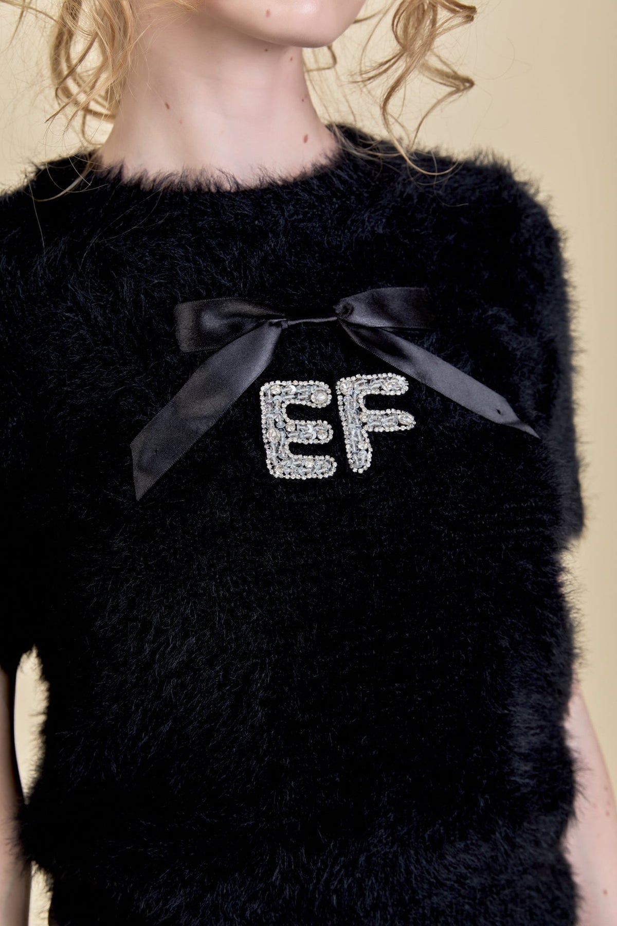 ENGLISH FACTORY - Rhinestone EF Logo Knit - TOPS available at Objectrare