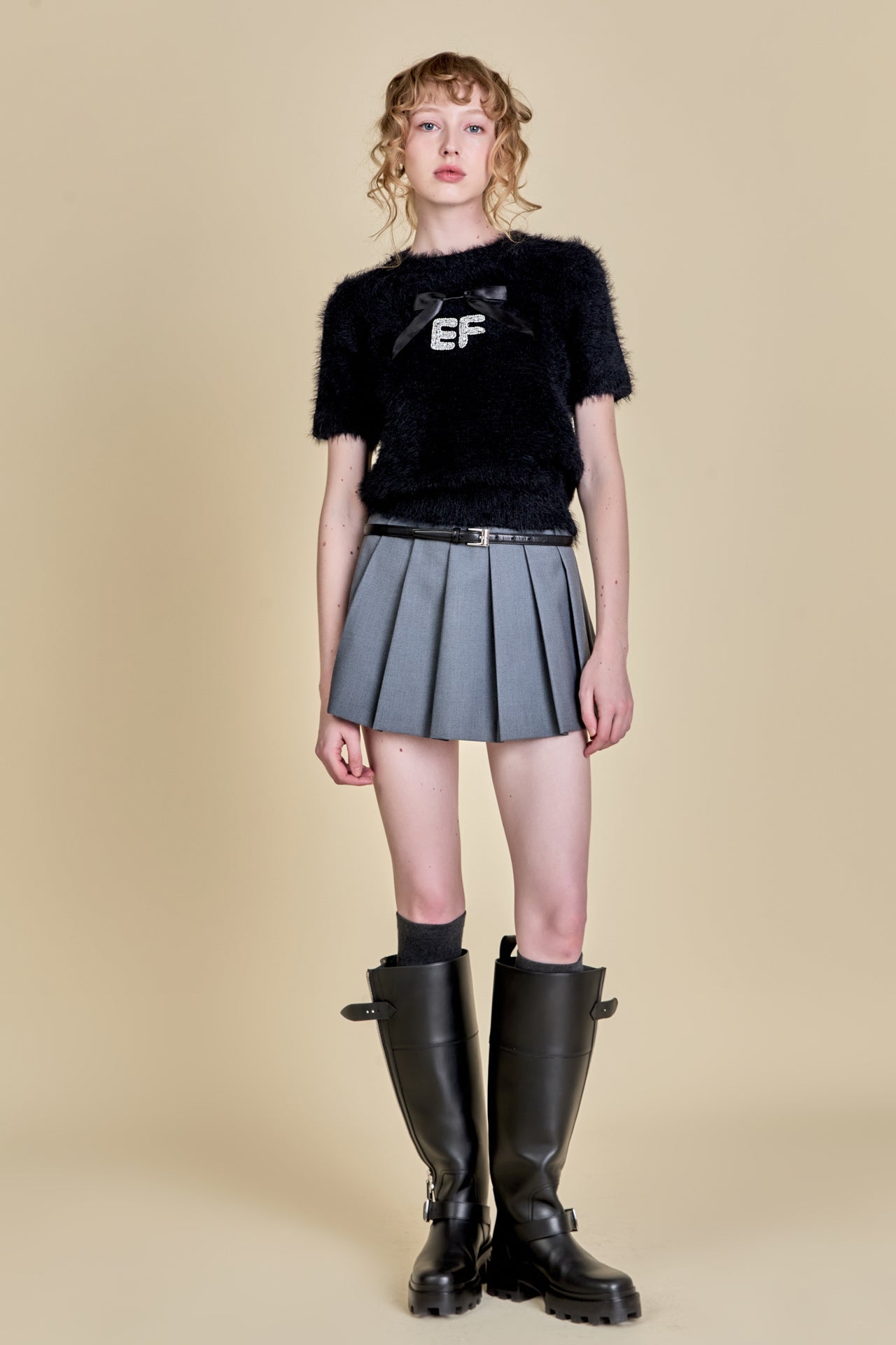 ENGLISH FACTORY - Rhinestone EF Logo Knit - TOPS available at Objectrare