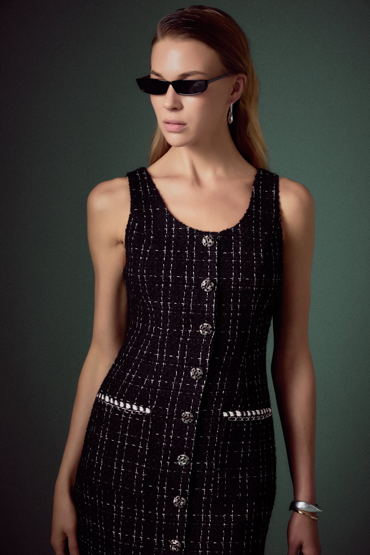 ENGLISH FACTORY - English Factory - Tweed Sleeveless Mini Dress - DRESSES available at Objectrare