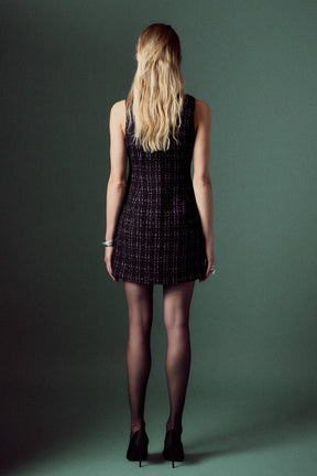 ENGLISH FACTORY - English Factory - Tweed Sleeveless Mini Dress - DRESSES available at Objectrare