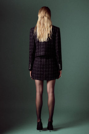 ENGLISH FACTORY - Black and White Tweed Jacket - JACKETS available at Objectrare