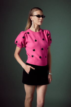 ENGLISH FACTORY - Sequin Dot Black Sweater - SWEATERS & KNITS available at Objectrare
