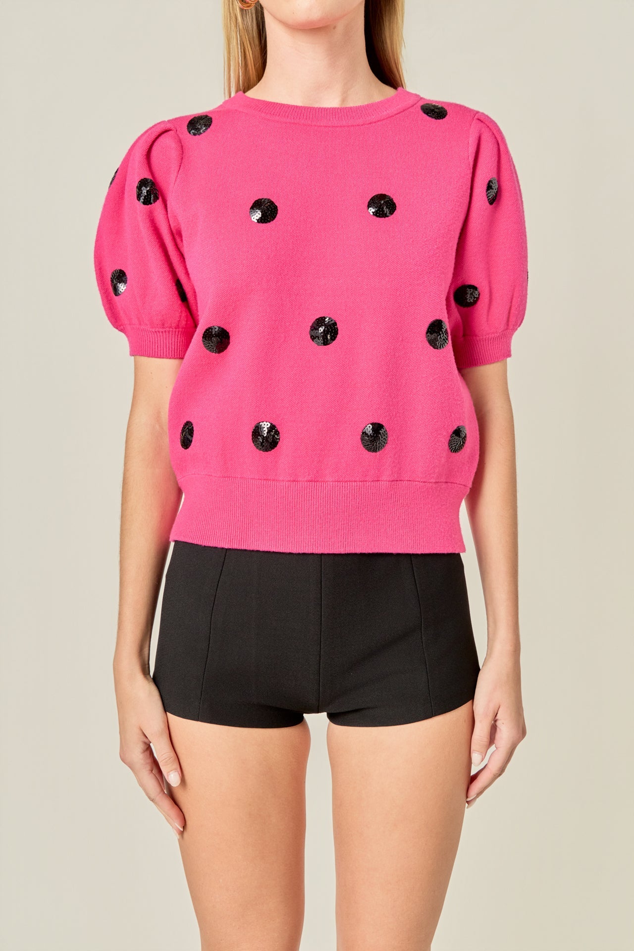 ENGLISH FACTORY - Sequin Dot Black Sweater - SWEATERS & KNITS available at Objectrare