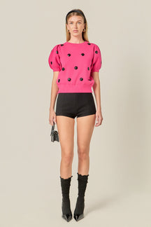 ENGLISH FACTORY - Sequin Dot Black Sweater - SWEATERS & KNITS available at Objectrare