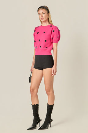 ENGLISH FACTORY - Sequin Dot Black Sweater - SWEATERS & KNITS available at Objectrare