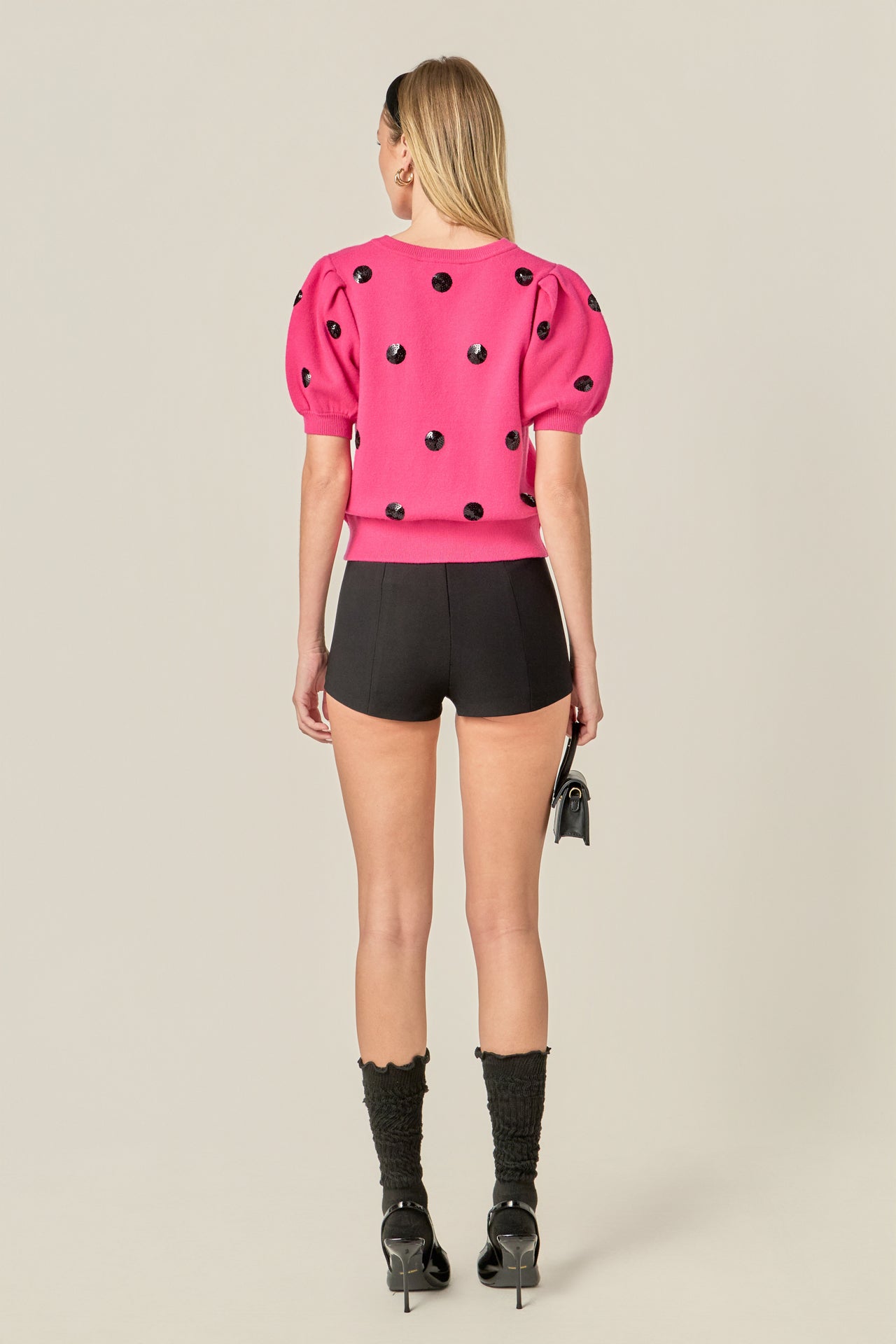 ENGLISH FACTORY - Sequin Dot Black Sweater - SWEATERS & KNITS available at Objectrare