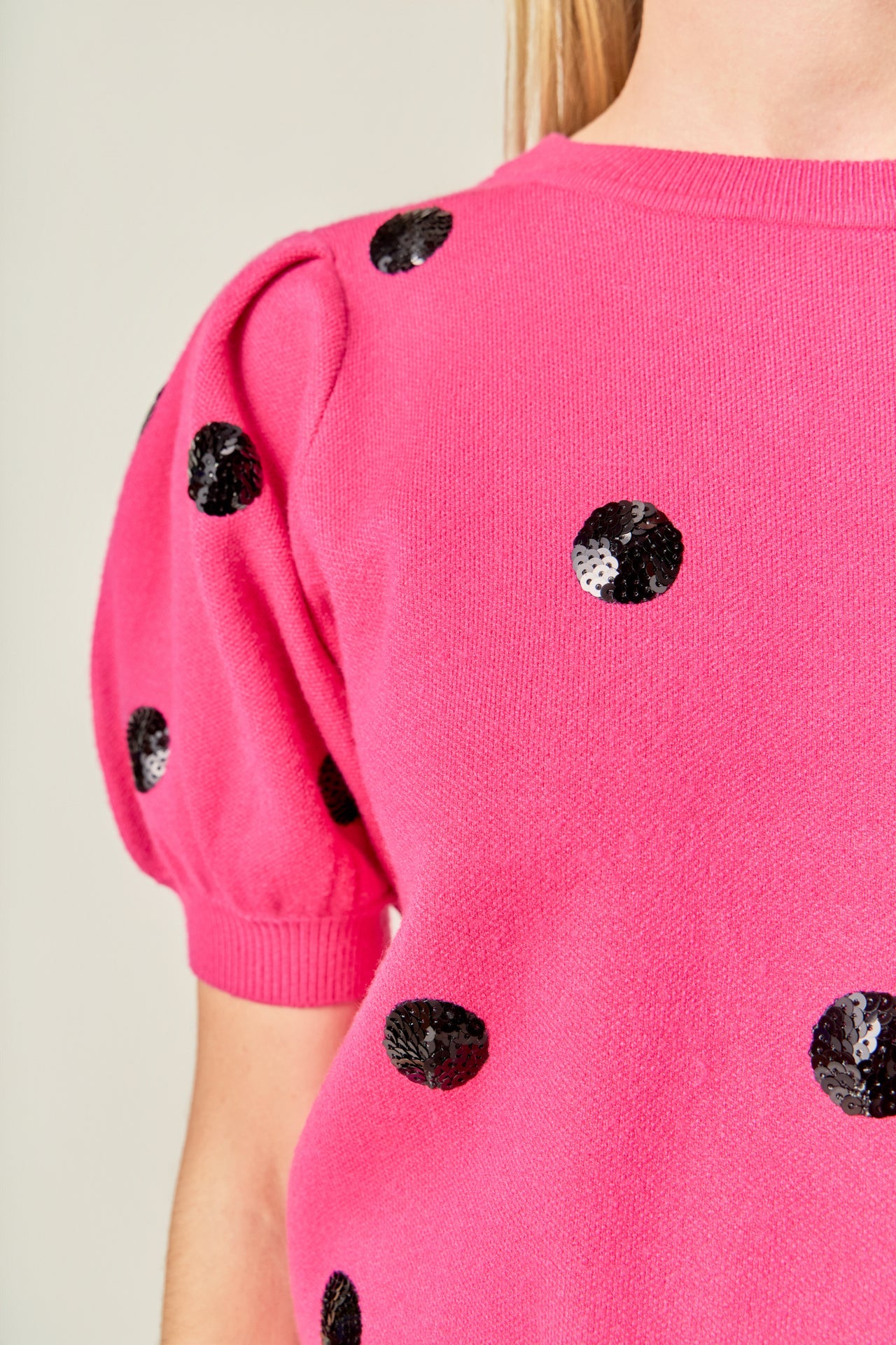 ENGLISH FACTORY - Sequin Dot Black Sweater - SWEATERS & KNITS available at Objectrare