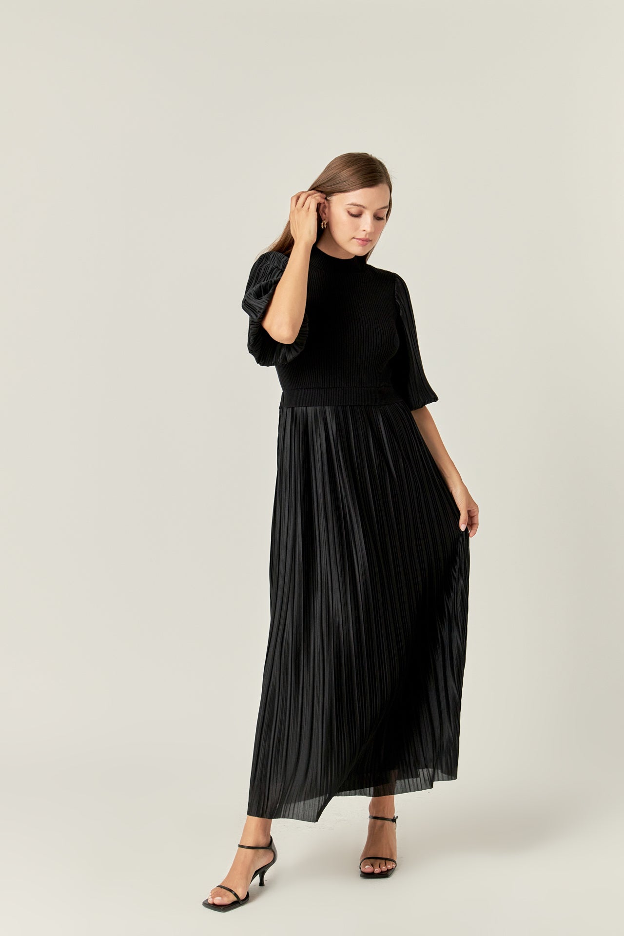 ENGLISH FACTORY - English Factory - Pleated Mix Media Maxi Dress - DRESSES available at Objectrare