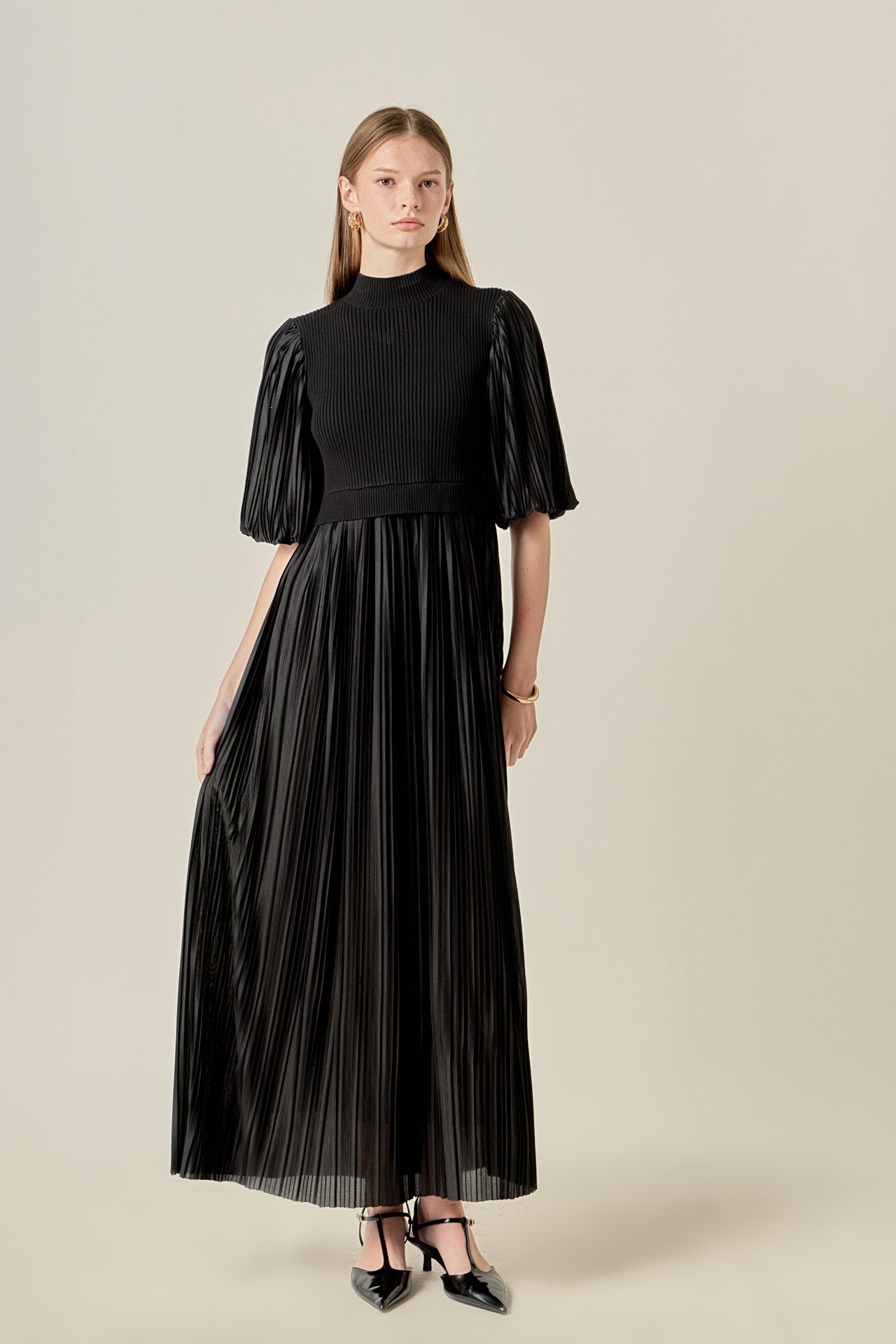 ENGLISH FACTORY - Pleated Mix Media Maxi Dress - DRESSES available at Objectrare