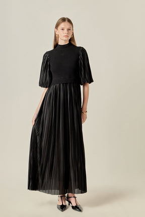 ENGLISH FACTORY - Pleated Mix Media Maxi Dress - DRESSES available at Objectrare