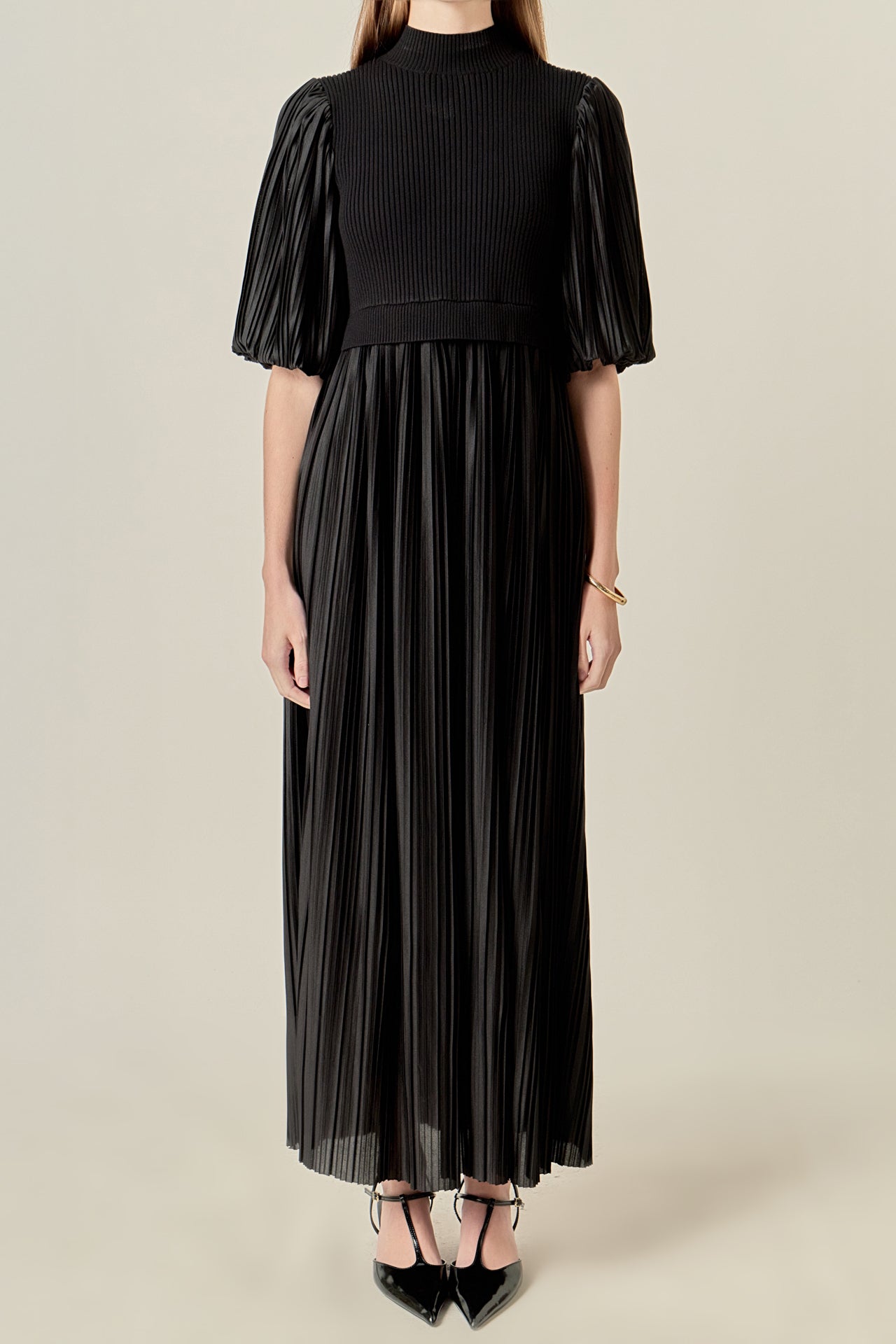 ENGLISH FACTORY - Pleated Mix Media Maxi Dress - DRESSES available at Objectrare