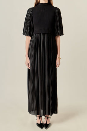 ENGLISH FACTORY - Pleated Mix Media Maxi Dress - DRESSES available at Objectrare