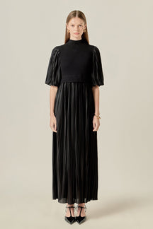 ENGLISH FACTORY - Pleated Mix Media Maxi Dress - DRESSES available at Objectrare