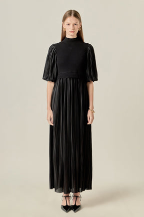 ENGLISH FACTORY - Pleated Mix Media Maxi Dress - DRESSES available at Objectrare