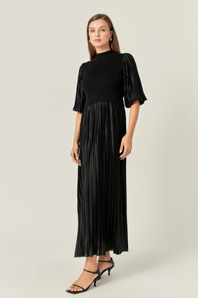 ENGLISH FACTORY - English Factory - Pleated Mix Media Maxi Dress - DRESSES available at Objectrare