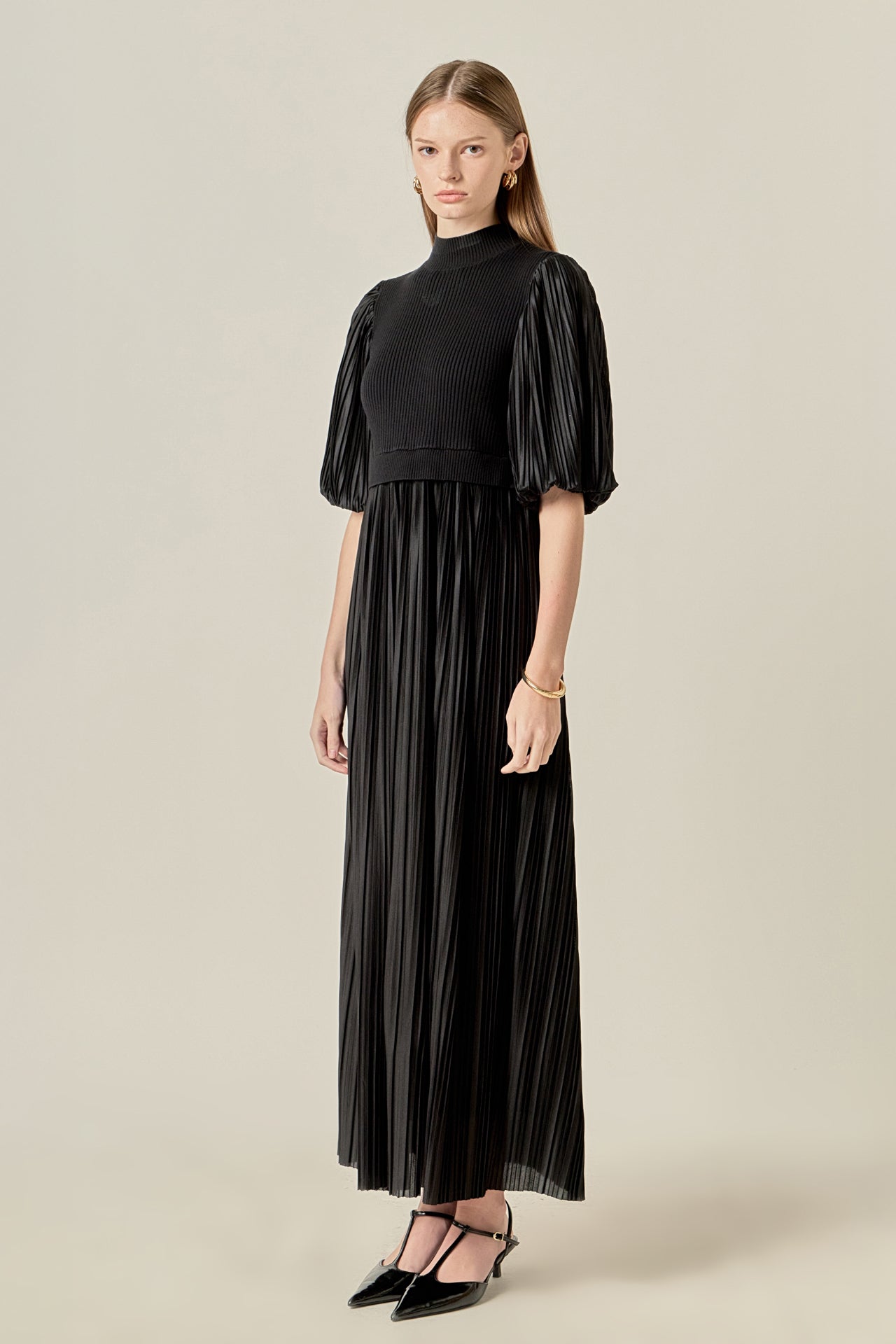 ENGLISH FACTORY - Pleated Mix Media Maxi Dress - DRESSES available at Objectrare