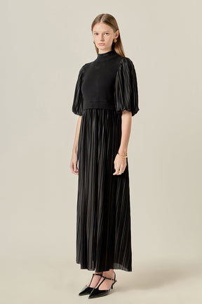 ENGLISH FACTORY - Pleated Mix Media Maxi Dress - DRESSES available at Objectrare
