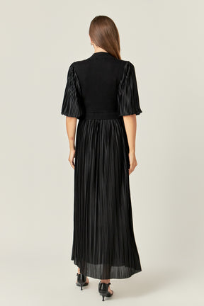 ENGLISH FACTORY - English Factory - Pleated Mix Media Maxi Dress - DRESSES available at Objectrare