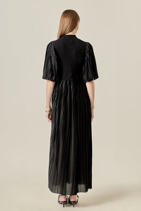 ENGLISH FACTORY - Pleated Mix Media Maxi Dress - DRESSES available at Objectrare