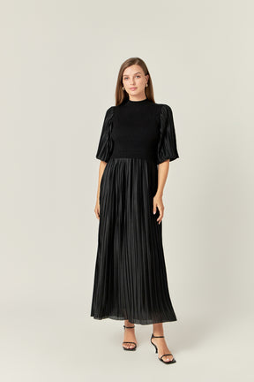 ENGLISH FACTORY - English Factory - Pleated Mix Media Maxi Dress - DRESSES available at Objectrare