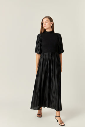 ENGLISH FACTORY - English Factory - Pleated Mix Media Maxi Dress - DRESSES available at Objectrare