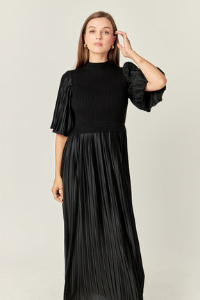 ENGLISH FACTORY - English Factory - Pleated Mix Media Maxi Dress - DRESSES available at Objectrare