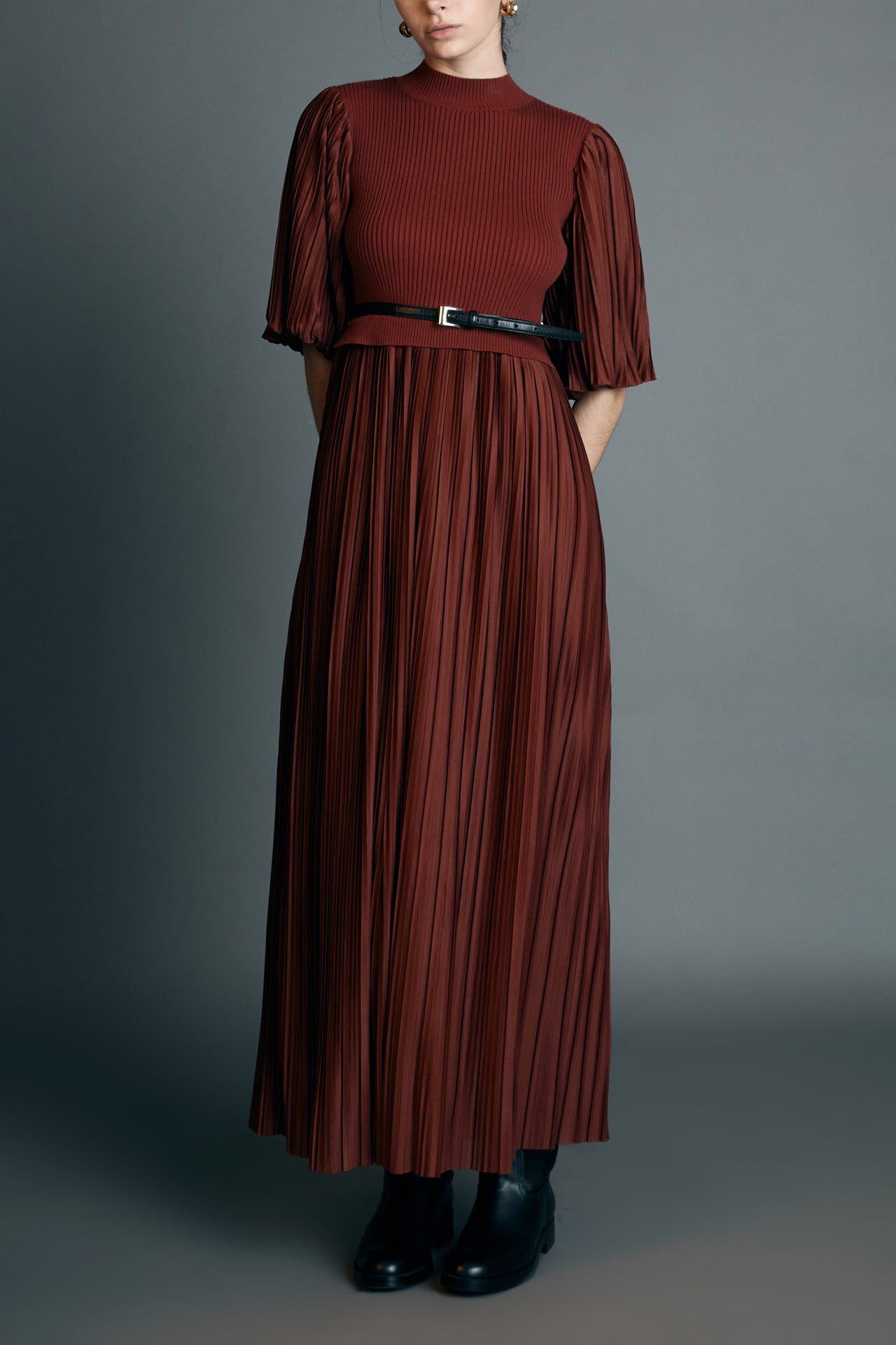 ENGLISH FACTORY - Pleated Mix Media Maxi Dress - DRESSES available at Objectrare