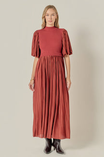 ENGLISH FACTORY - Pleated Mix Media Maxi Dress - DRESSES available at Objectrare
