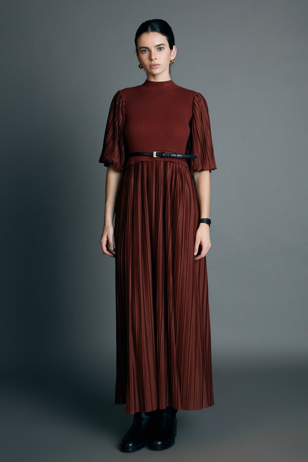 ENGLISH FACTORY - Pleated Mix Media Maxi Dress - DRESSES available at Objectrare