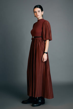 ENGLISH FACTORY - English Factory - Pleated Mix Media Maxi Dress - DRESSES available at Objectrare