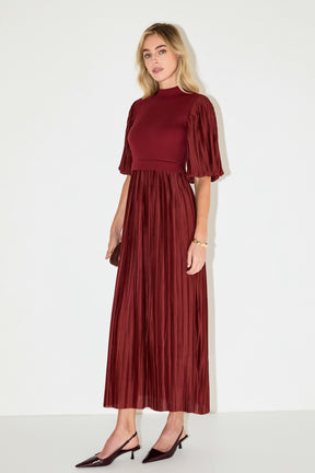 Pleated Mix Media Maxi Dress