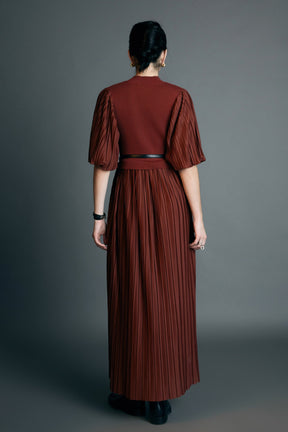 ENGLISH FACTORY - English Factory - Pleated Mix Media Maxi Dress - DRESSES available at Objectrare