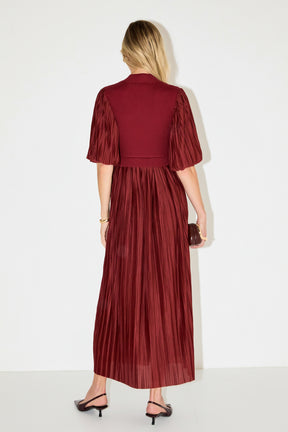 Pleated Mix Media Maxi Dress