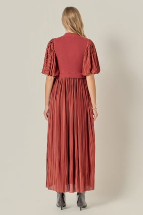 ENGLISH FACTORY - Pleated Mix Media Maxi Dress - DRESSES available at Objectrare