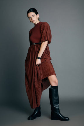 Pleated Mix Media Maxi Dress