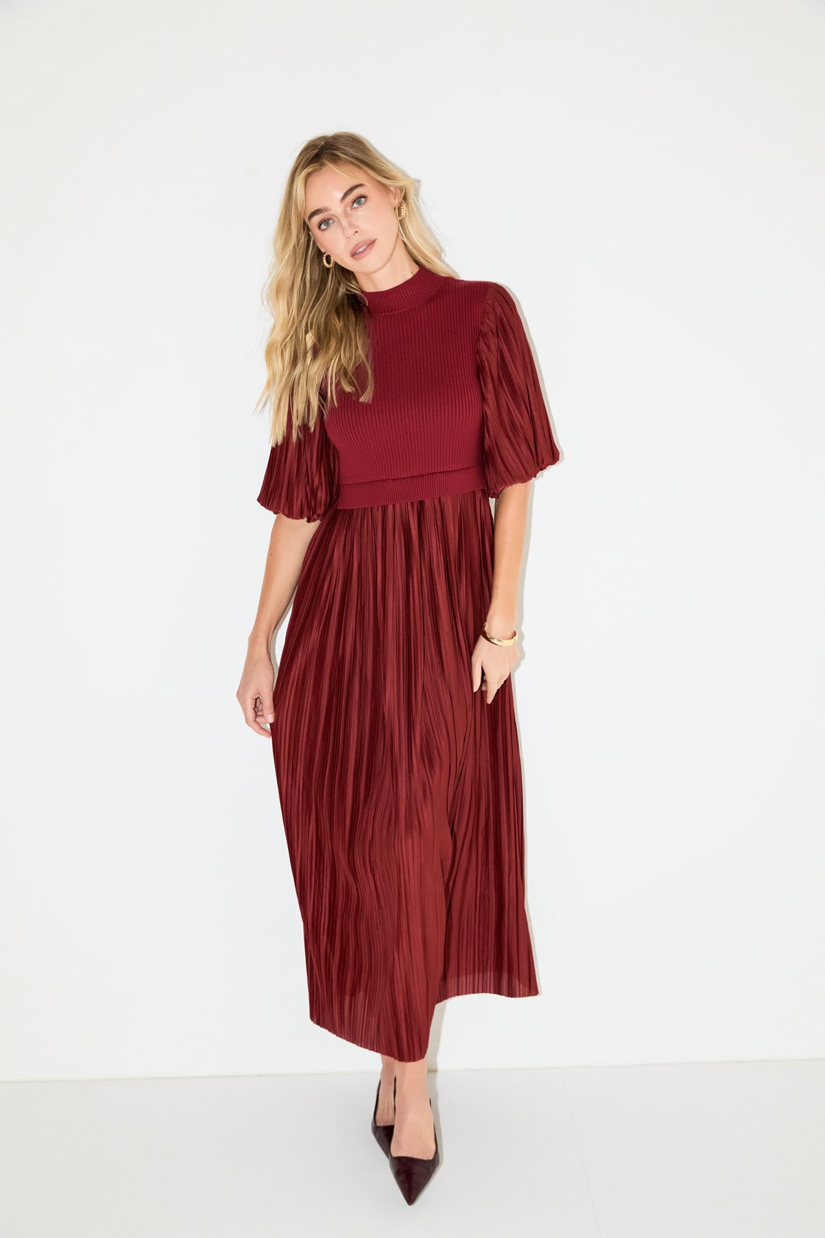 ENGLISH FACTORY - Pleated Mix Media Maxi Dress - DRESSES available at Objectrare