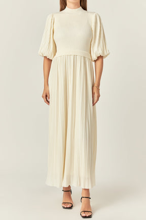 Pleated Mix Media Maxi Dress