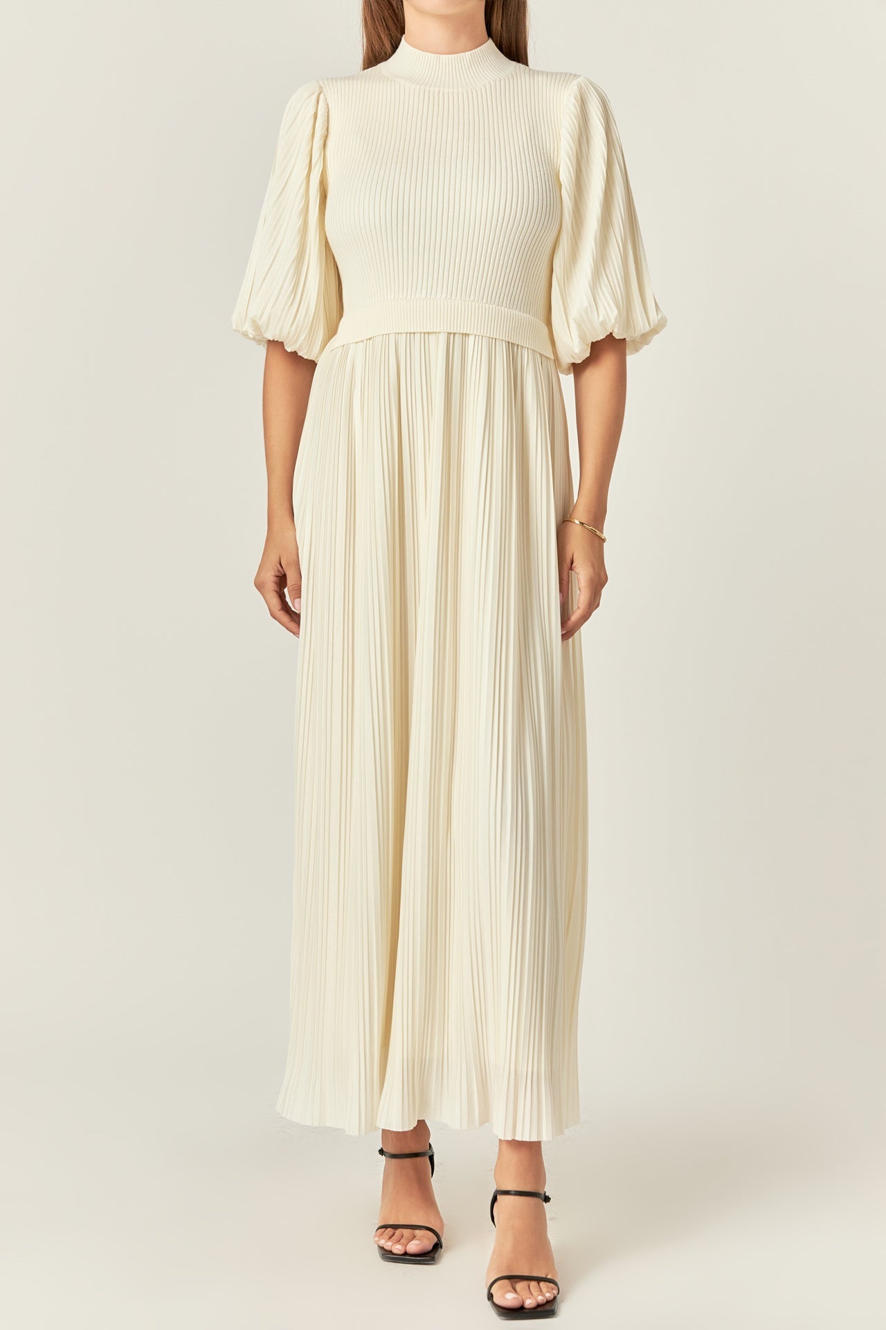 ENGLISH FACTORY - Pleated Mix Media Maxi Dress - DRESSES available at Objectrare