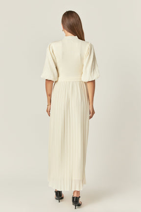 Pleated Mix Media Maxi Dress