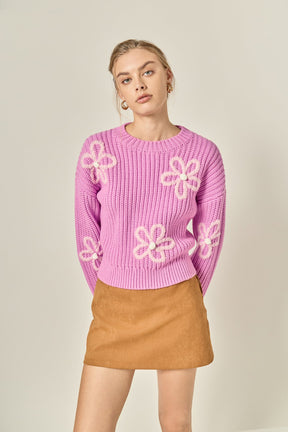 ENGLISH FACTORY - Flower Embroidery Knit Top - SWEATERS & KNITS available at Objectrare