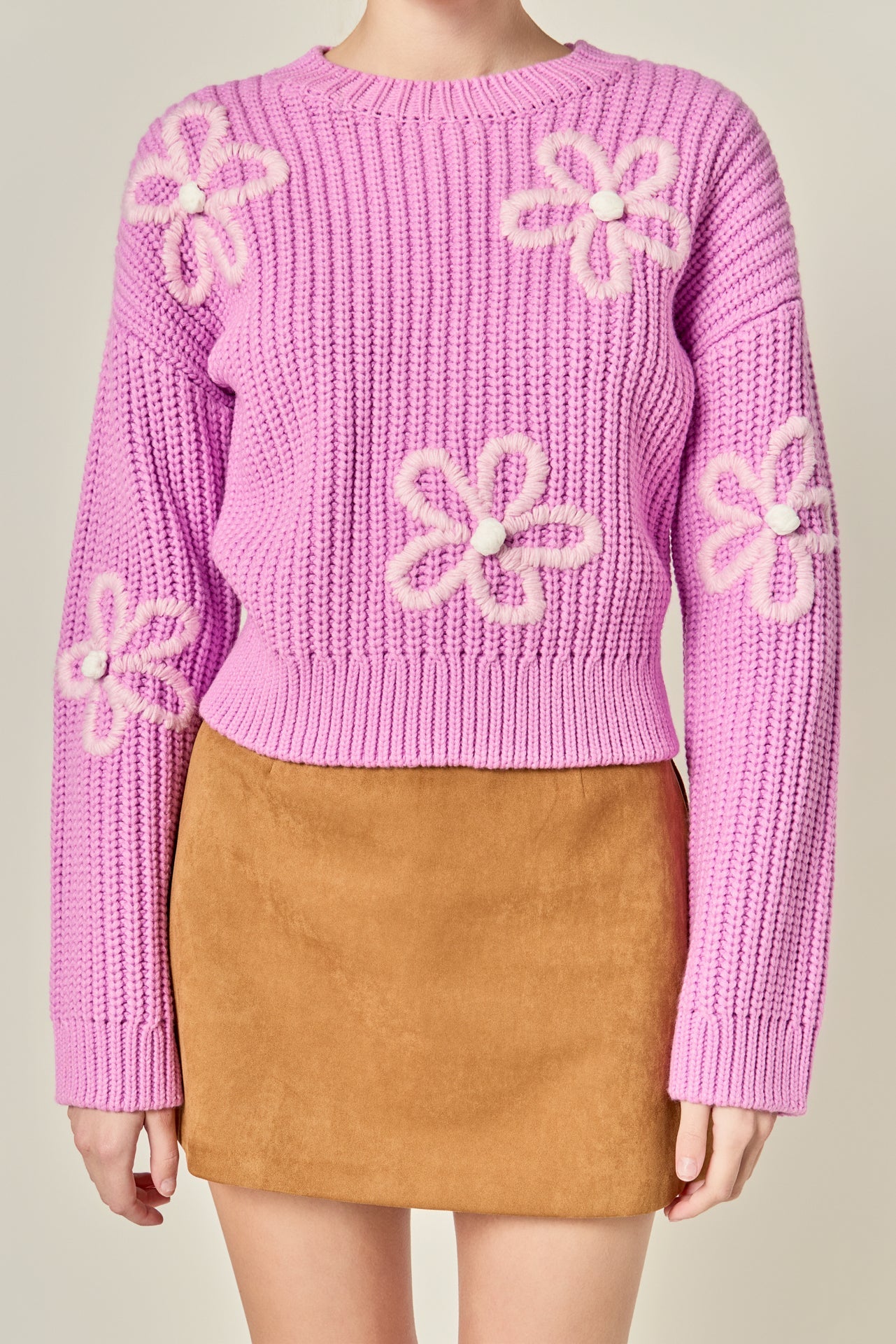 ENGLISH FACTORY - Flower Embroidery Knit Top - SWEATERS & KNITS available at Objectrare