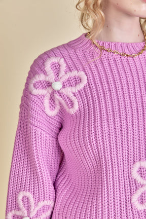ENGLISH FACTORY - Flower Embroidery Knit Top - SWEATERS & KNITS available at Objectrare