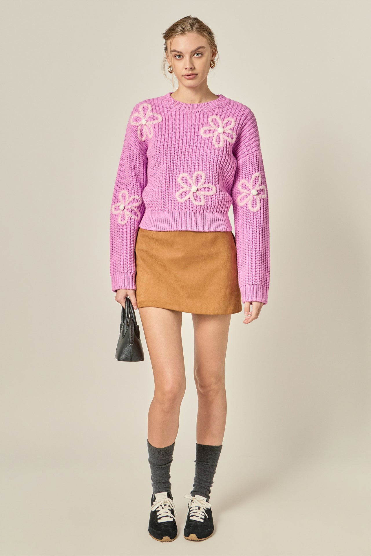 ENGLISH FACTORY - Flower Embroidery Knit Top - SWEATERS & KNITS available at Objectrare