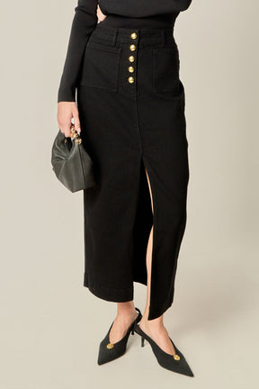 ENGLISH FACTORY - Denim Maxi Skirt - SKIRTS available at Objectrare